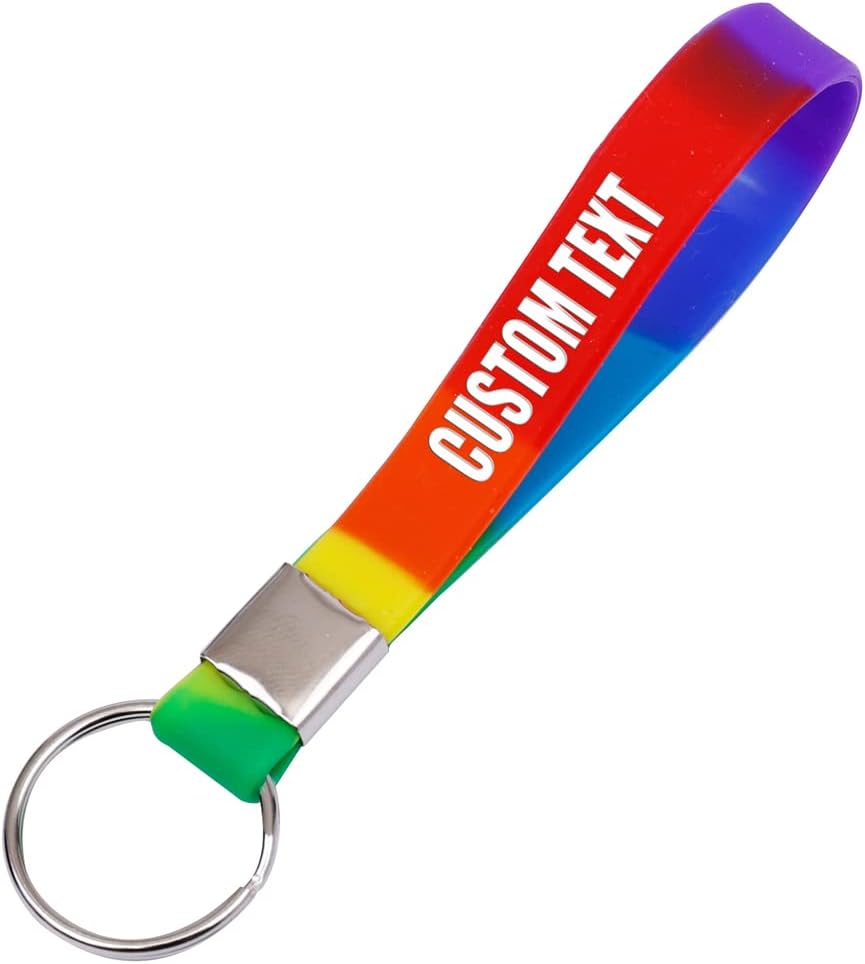 50 Custom Keychains Silicone Personalized Keyrings Customized Bulk for Events, Awareness, Motivation Customizable