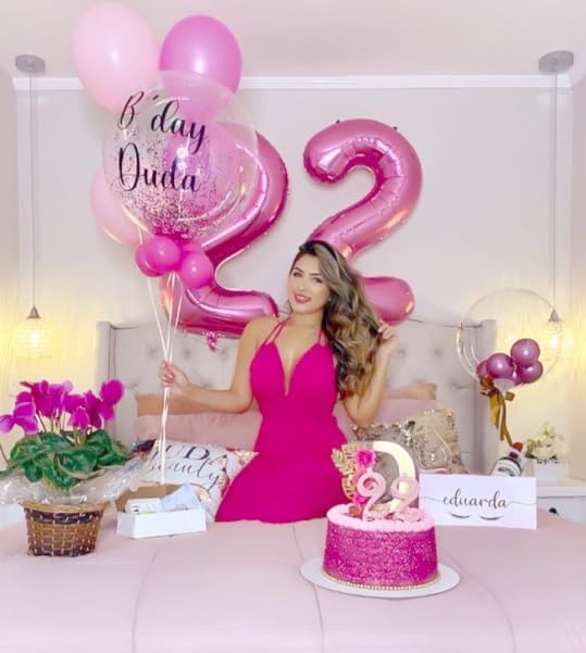 Pink Number 7 Birthday Balloon 40 Inch, Digital Balloons for 7 17 27 70 77 Party Celebration Decorations Supplies, Mylar Foil Numbers Balloon for Seven Wedding Anniversary