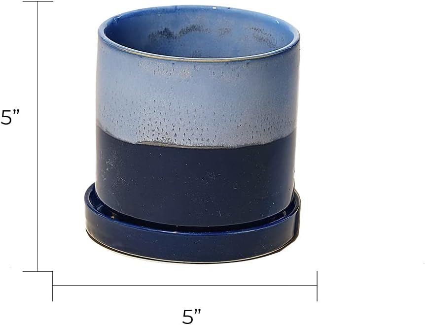 CHIVE ‘Minute’ Ceramic Planter Pot — Cute 5” Colorful Succulent Pots for Indoor & Outdoor House Plants — Beautiful Modern Farmhouse Kitchen Decor — Cobalt Blue