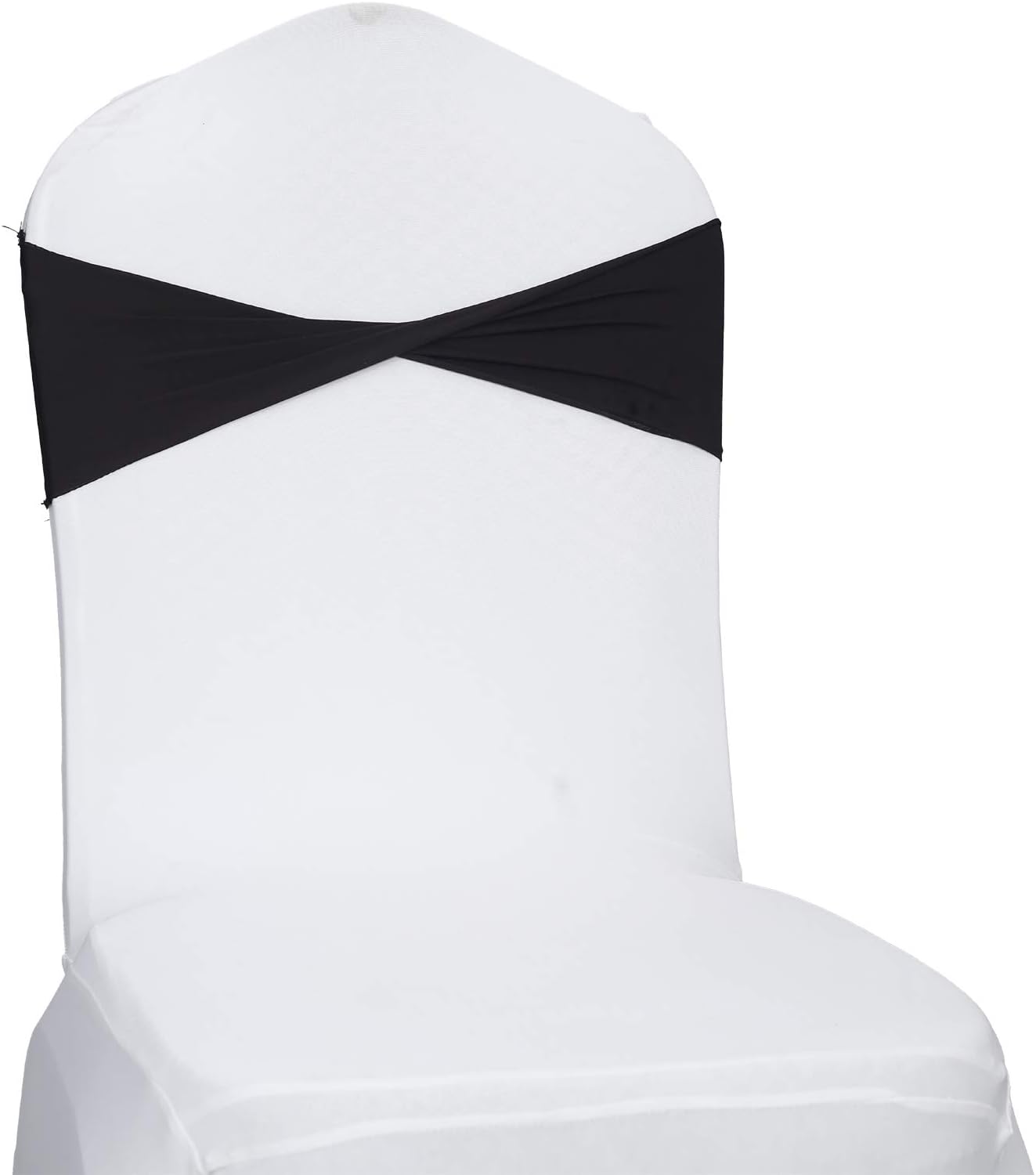 VDS Pack of 125 PCS | Black | Spandex Chair Sashes Bows Without Buckle | Stretch Elastic Banquet Universal Folding Chair Band Tie with for Wedding Party Conference Celebration Event Decoration