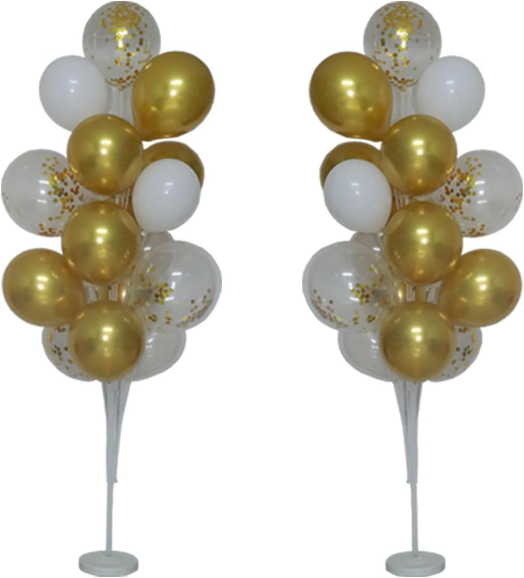 Leesoot 2 Sets 74inch Gold Floor Balloon Column Kit Stand with Balloon Backdrop Decoration for Graduation, Wedding, Birthday, Baby Shower, Gender Reveal Party