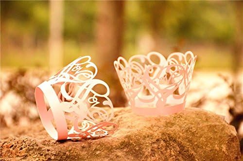 Joinwin Newly Design 48pcs Pink Laser Cut Cupcake Wrappers Wraps Wedding Supplies Accessories Laser Cut Cupcake Wrappers Christmas