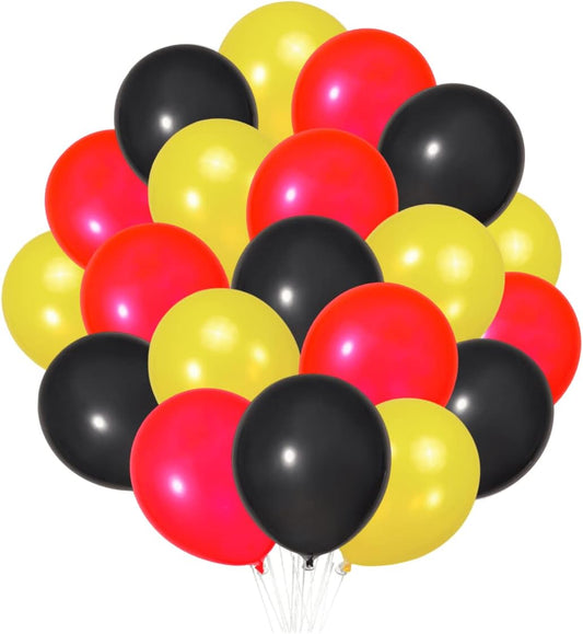 300 Pack Black Red Yellow Balloons 100 of each of the 3 colors 12 inch Black Red and Yellow Latex Party Balloon Bulk for Various Party Events Decorations
