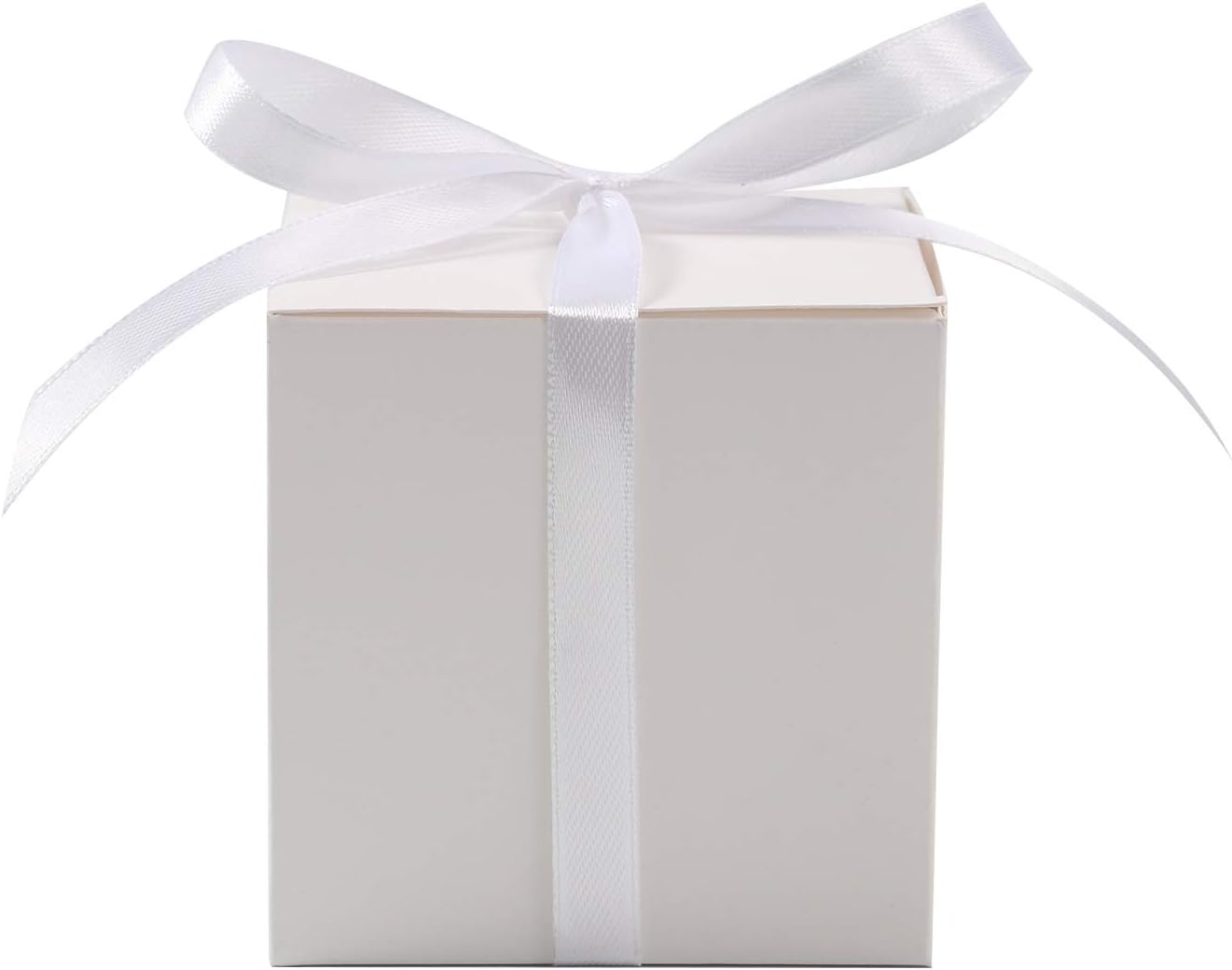 COTOPHER 100pcs Small Gift Boxes, Favor Boxes 2x2x2 inches Paper Gift Boxes with Ribbons Candy Box for Wedding Favors Baby Shower Bridal Shower Birthday Party (White)