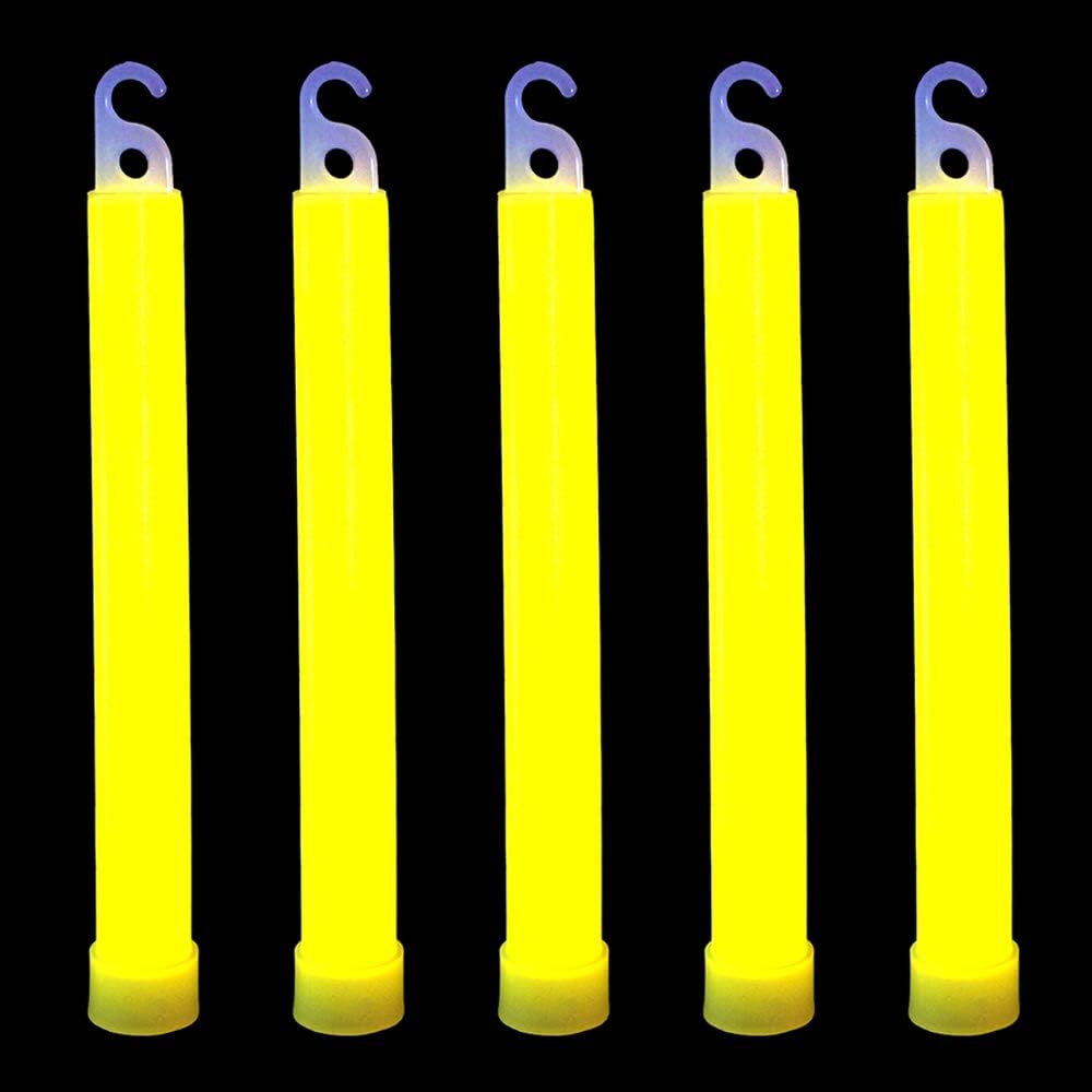 novelinks 50 Pcs 6'' Premium Glow Sticks Bulk - Ultra Bright Large Glow Necklaces Light up Glow in The Dark , Emergency Glow Sticks, Long-lasting Lighting Waterproof(Yellow)