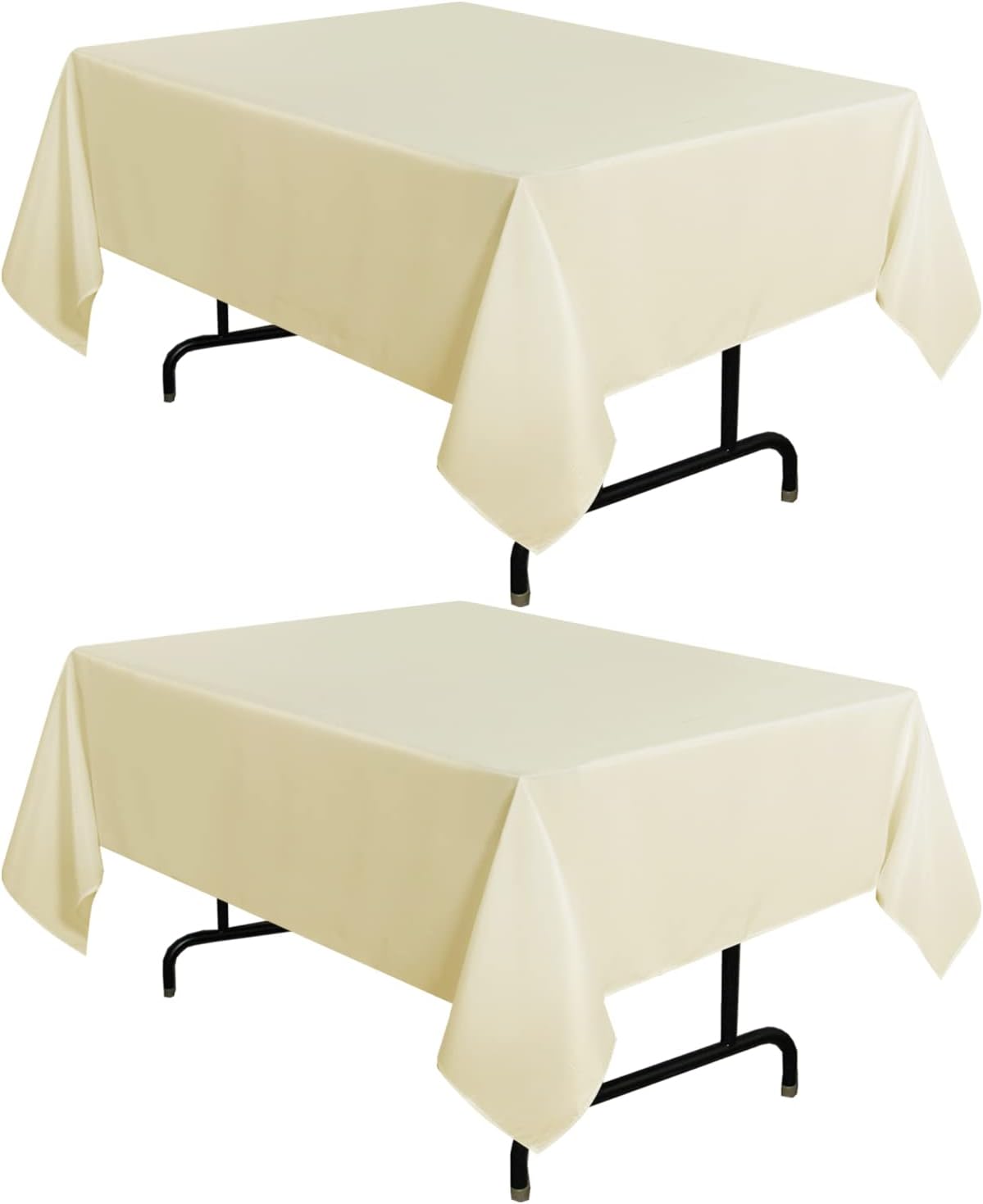 sancua 2 Pack Beige Tablecloth 54 x 54 Inch, Stain and Wrinkle Resistant Square Table Cloth - Washable Polyester Table Cover for Dining Tables, Buffet Parties and Camping