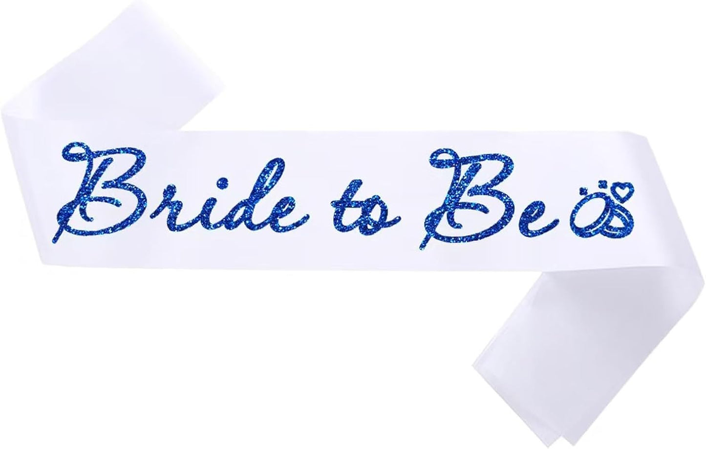 White Bride to Be Sash for Bridal Shower Bachelorette Party Wedding Hen Party Decorations Engagement Gifts Favors Miss to Mrs Sash with Glitter Letter Blue