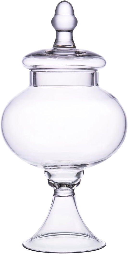 Glass Apothecary Jars with Lid, Clear Glass Candy Jar for Candy Buffet, Decorative Glass Jar for Party, Wedding and Home Decor, Classic Glass Candy Canister (Height: 12.6", Diameter: 6.5")