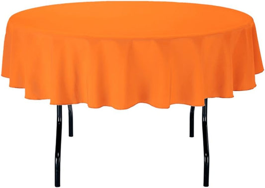 LinenTablecloth 70-Inch Round Polyester Tablecloth Pumpkin