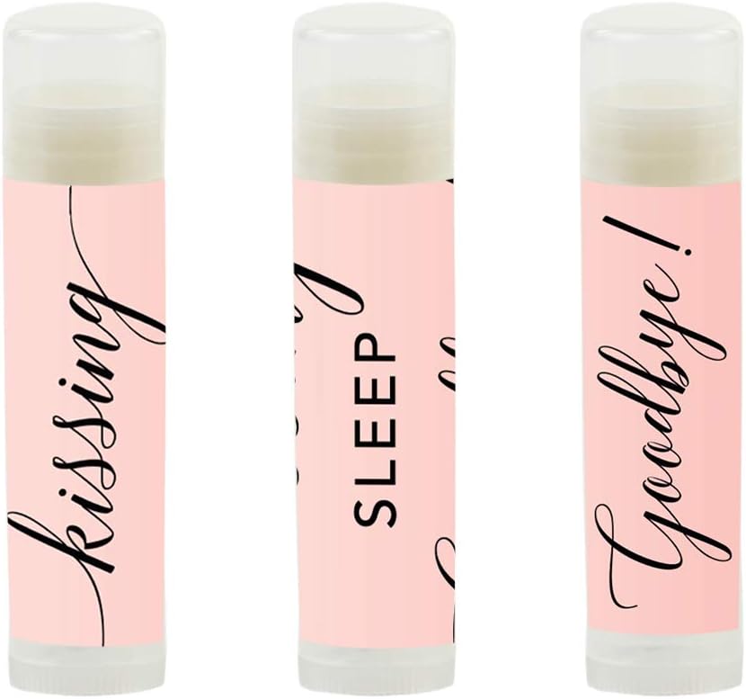 Andaz Press Blush Pink Rose Elegant Party Baby Shower Collection, Lip Balm Chapstick Favors, Kissing Sleep Goodbye!, 12-Pack, Baby Shower Sip and See Party Favors Decor