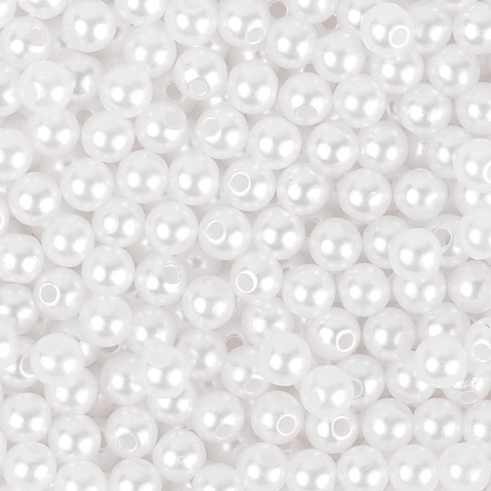 600pcs White Pearl Beads Bulk,8mm Round White Pearl Beads for Craft Loose Fake Pearl beads with Holes for Bracelets Necklaces Jewelry Making Crafts Pearl Bead Handle Chain Decorations and Vase Fillers