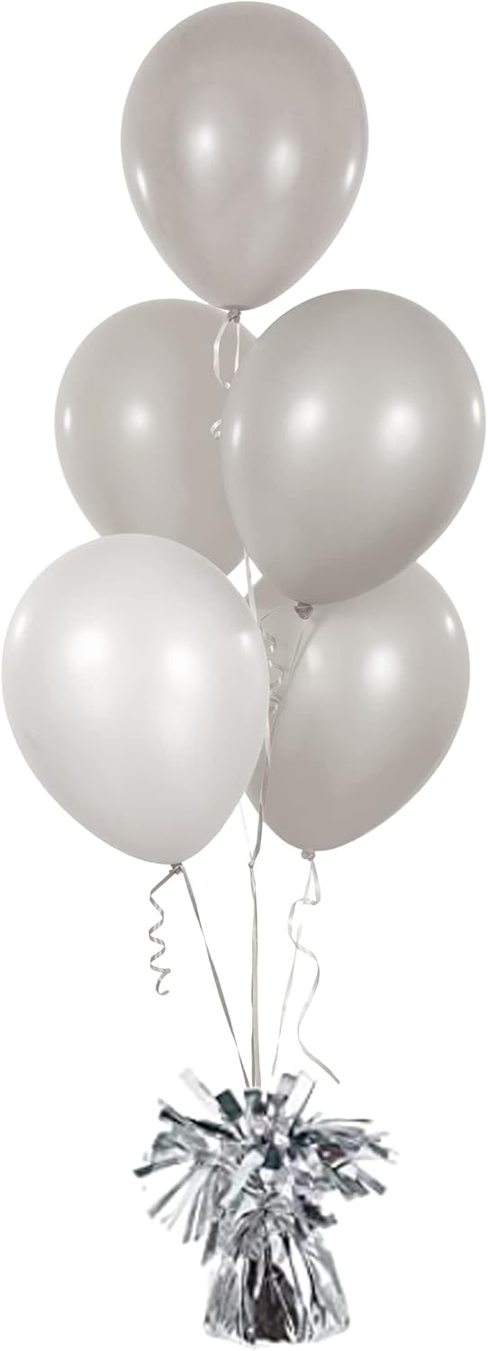 Metallic Balloon Weights, Birthday Party Favors, Novelty and Gag Gifts, 5.5" Inches, 12-Pack (Silver)