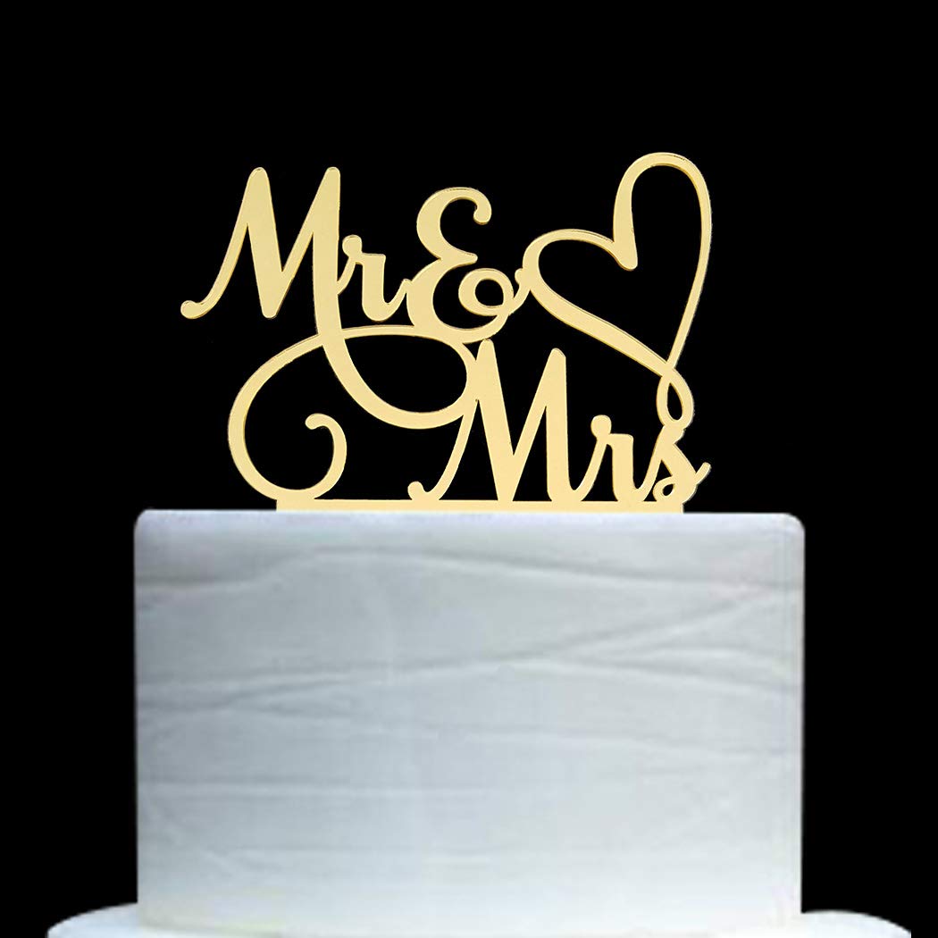 AMINJIE Mr and Mrs Cake Topper, Bride and Groom Sign Wedding/Engagement Cake Toppers Decoration