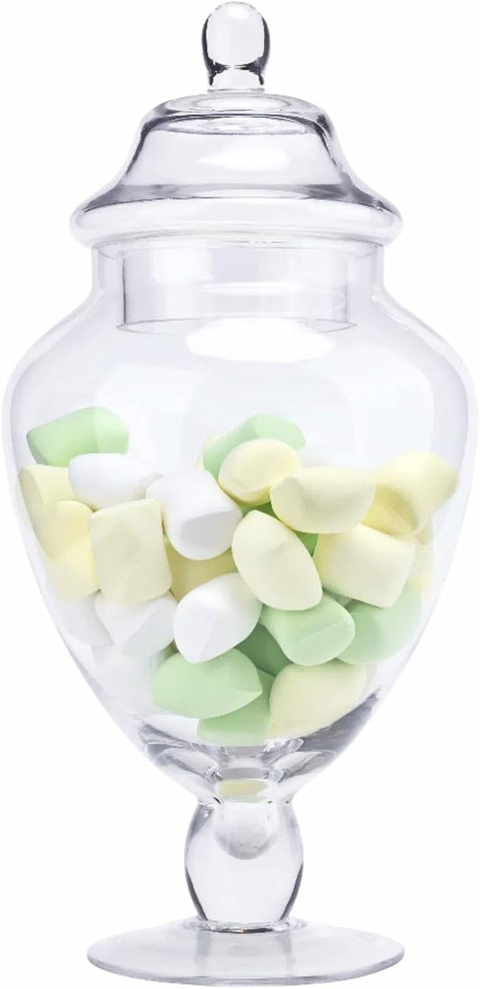 Glass Apothecary Jars with Lid, Clear Glass Candy Jar for Candy Buffet, Decorative Glass Jar for Party, Wedding and Home Decor, Classic Glass Candy Canister (Height: 12.6", Diameter: 6.5")