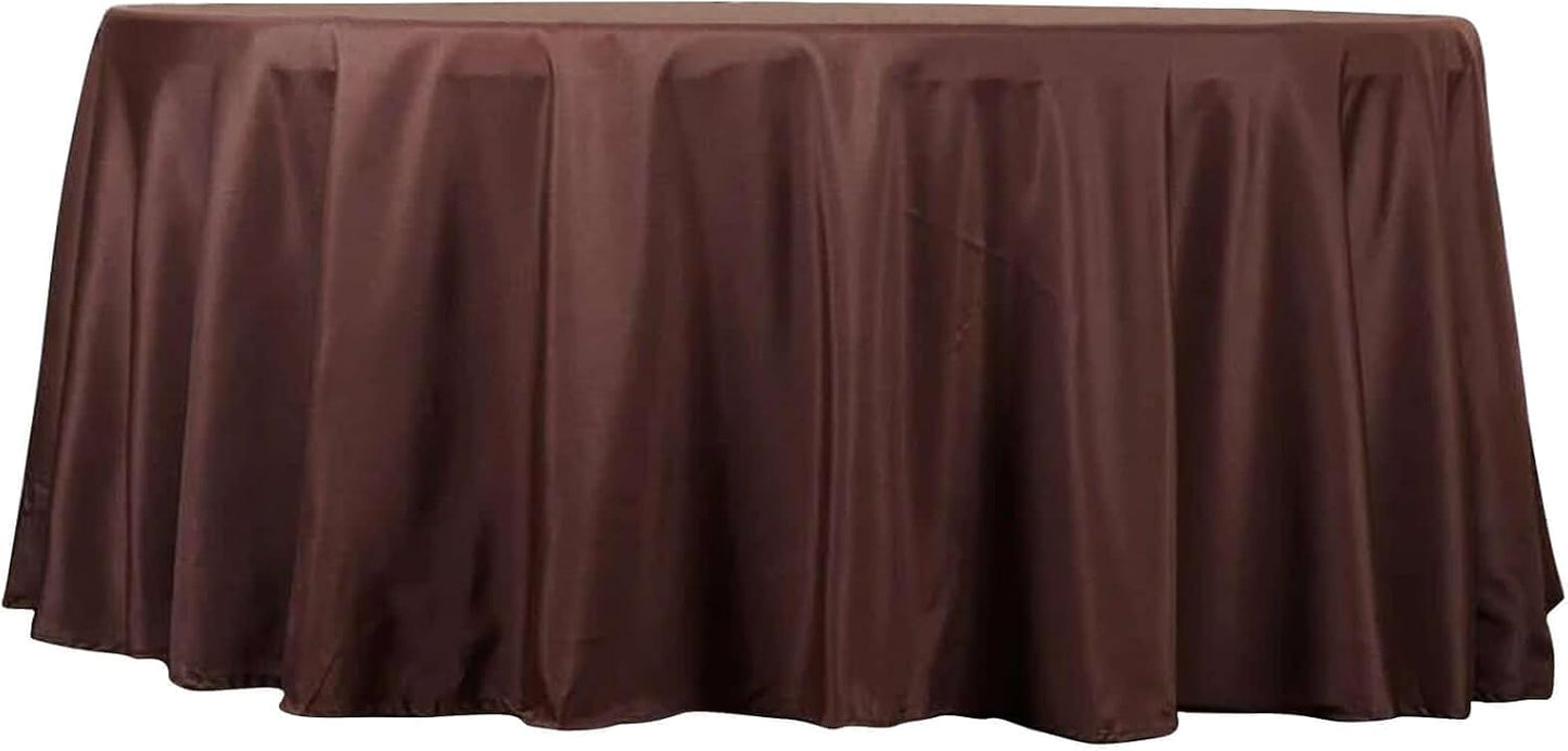 Efavormart Round Tablecloth, 132 Inch Stain & Wrinkle Resistant Washable Table Cloth, Decorative Polyester Fabric Table Cover for Banquet, Wedding, Dining- Chocolate