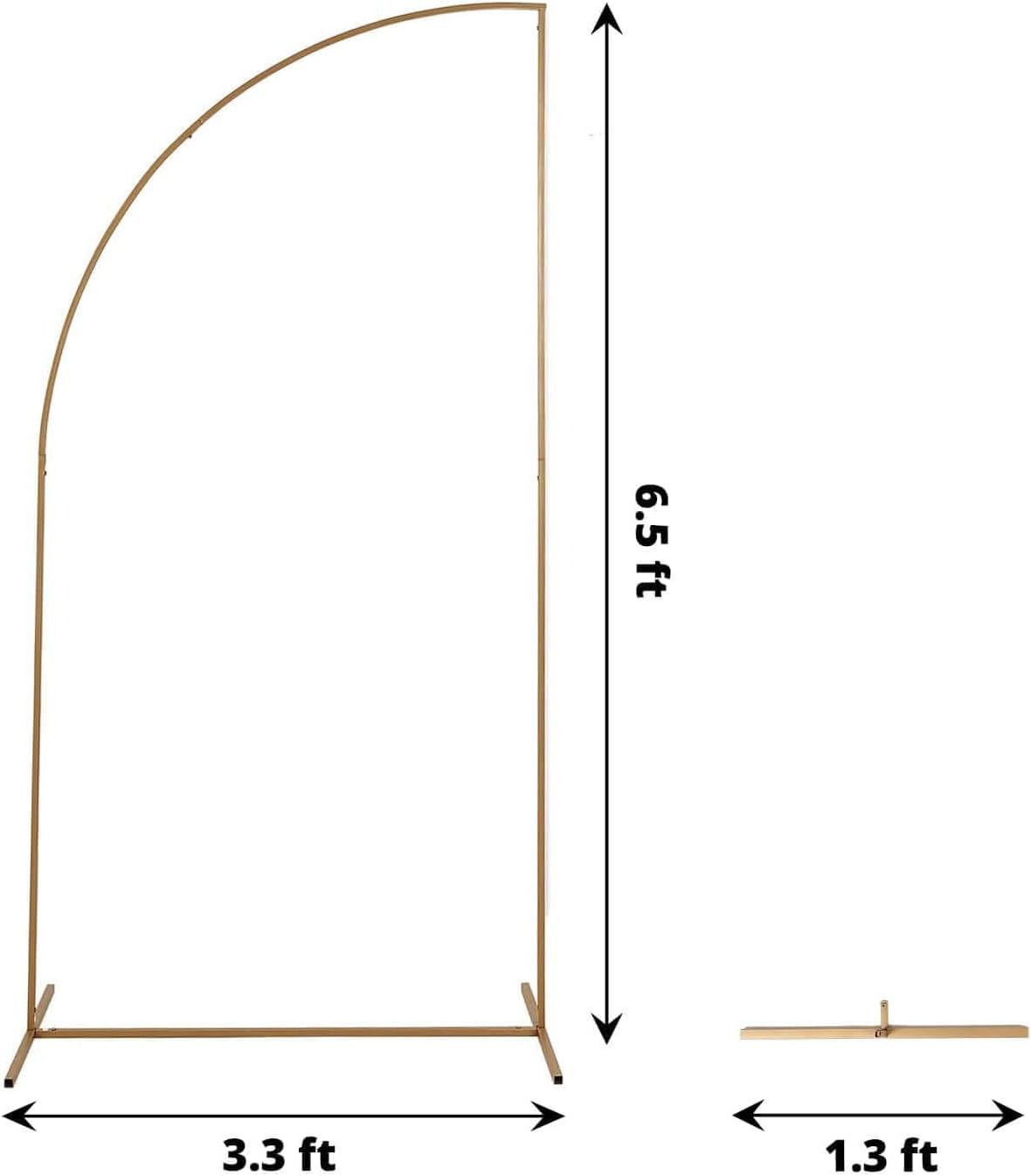 Tableclothsfactory 7ft Gold Metal Wedding Arch Chiara Backdrop Stand, Half Moon Floral Frame Arbor Display