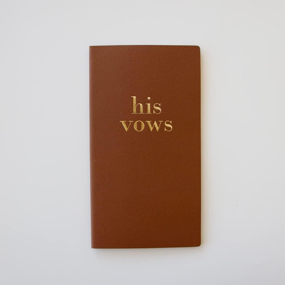 LGBTQ Premium Leather Vow Books His and His Booklet - Wedding Stuff & Essentials for LGBTQ Wedding - Ideal Gift, Must Have Wedding Planning Books - Keepsafe Gay Couple (Brown/Brown)