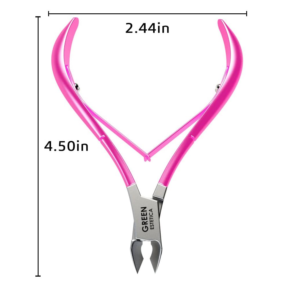 Professional Cuticle Trimmer Nail Cuticle Cutter Stainless Steel Cuticle Nippers with Sharp Blades of Cuticle Remover Clippers Manicure Tools Double Spring for Nail Care Pedicure Nail Tools (Pink)