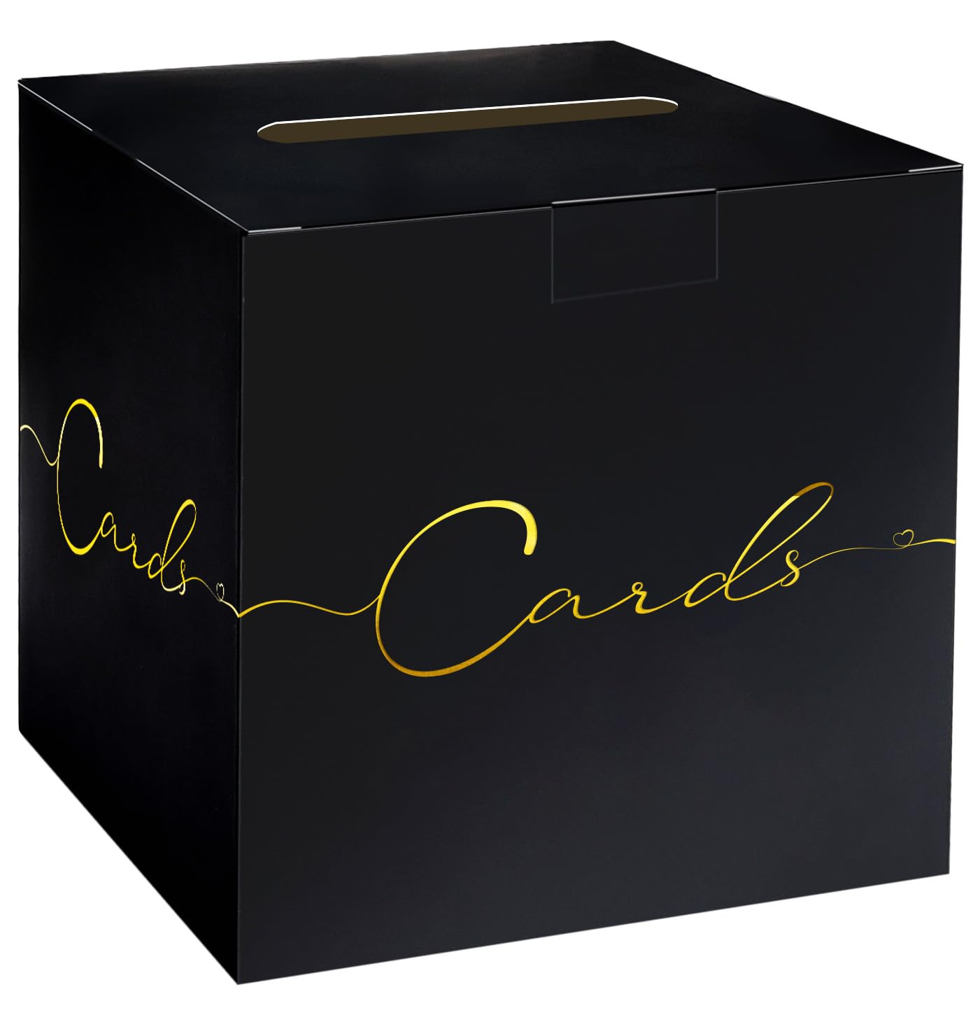 HEIPINIUYE Large Card Box for Party 9.8" x 9.8" Black Gift Card Box Holder with Gold Foil Design