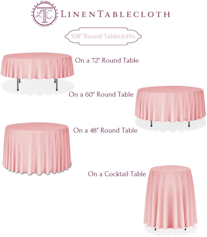 LTC LINENS 2 Pack 108 Inch Round Tablecloth Purple - Great for 48 Inch Round Table Floor Length - Wrinkle Resistant Polyester Fabric Cloth for Wedding