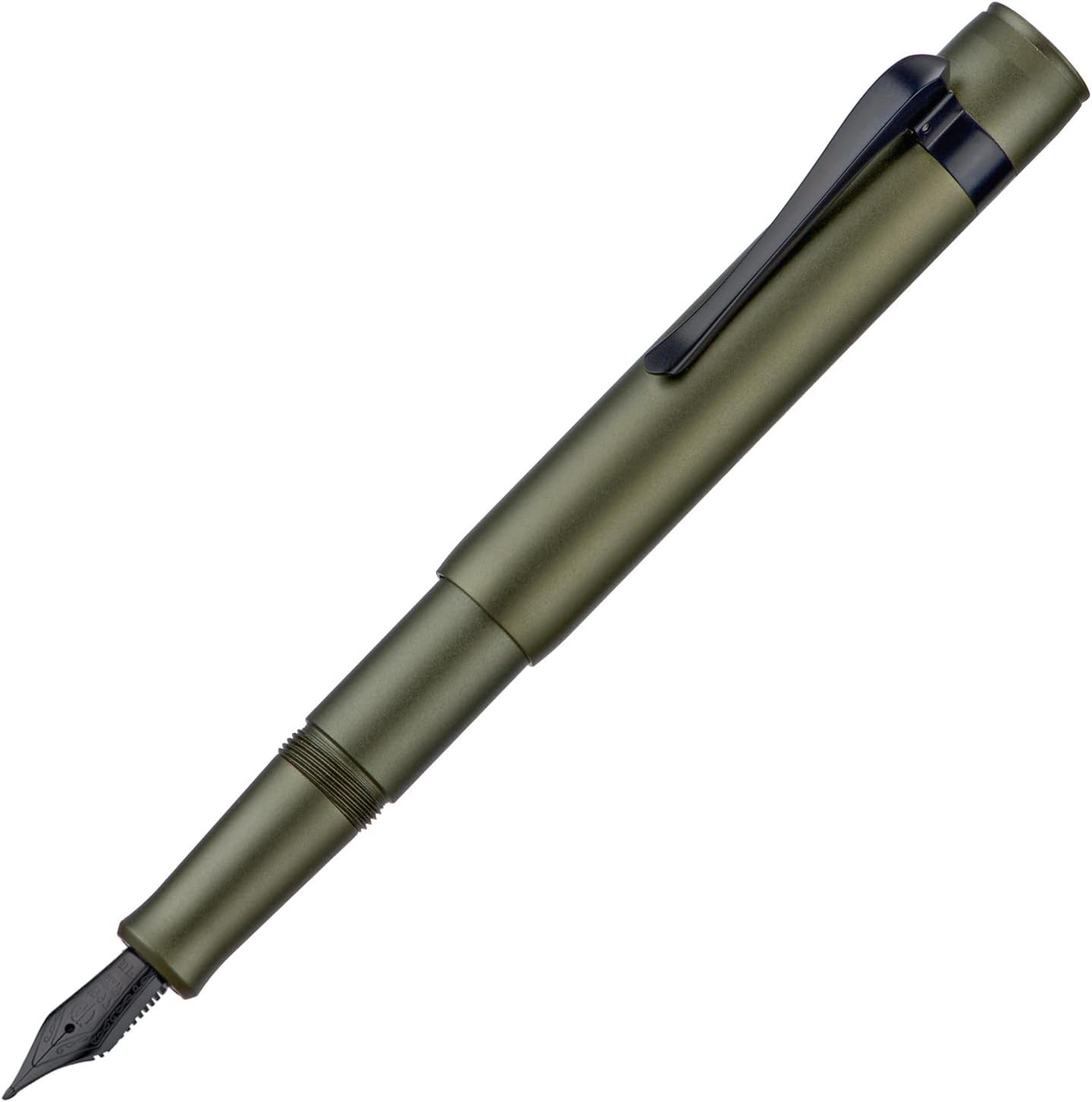 Hongdian M2 Black Forest Mini Fountain Pen, Long Blade Nib & Sleek Shape Aluminium Short Pocket Travel Pen (Army Green)