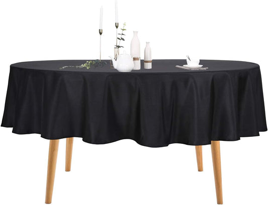 Ascoza 2pack 70 Inch Black Round Tablecloth in Polyester Fabric for Wedding/Banquet/Restaurant/Parties