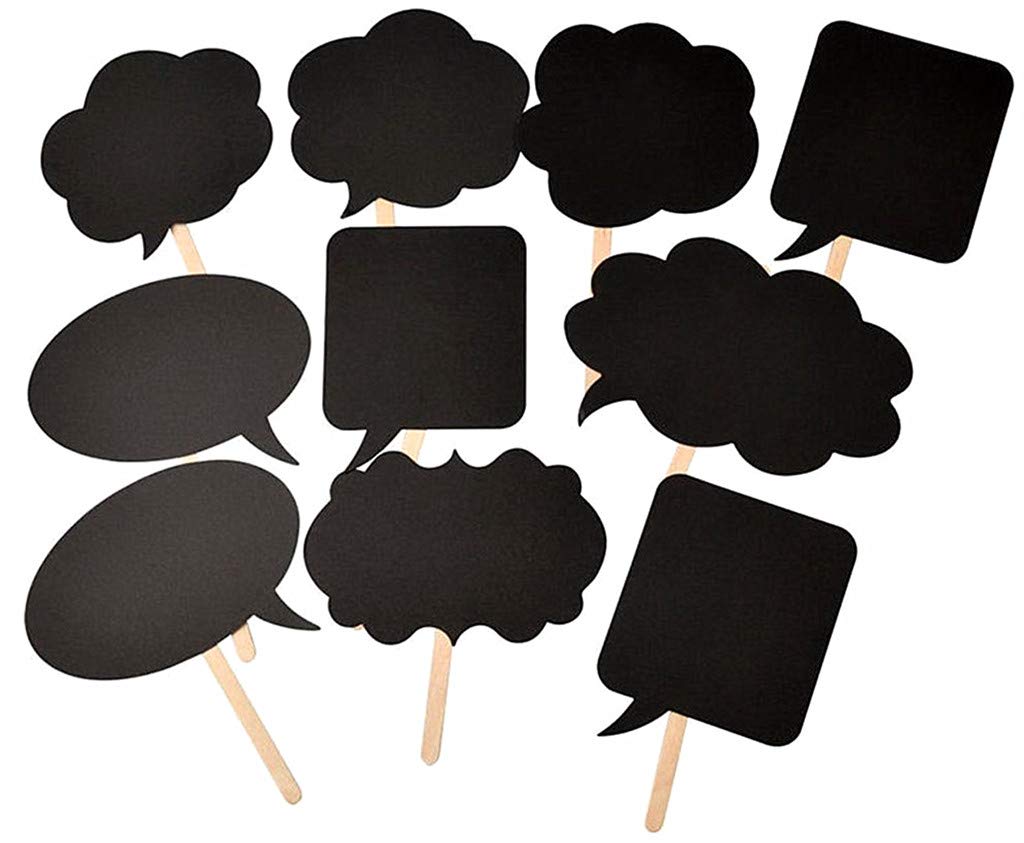 Photo Booth Props Kit,Writable Black Paper Card Board Photographing Props for Wedding Birthday Prom