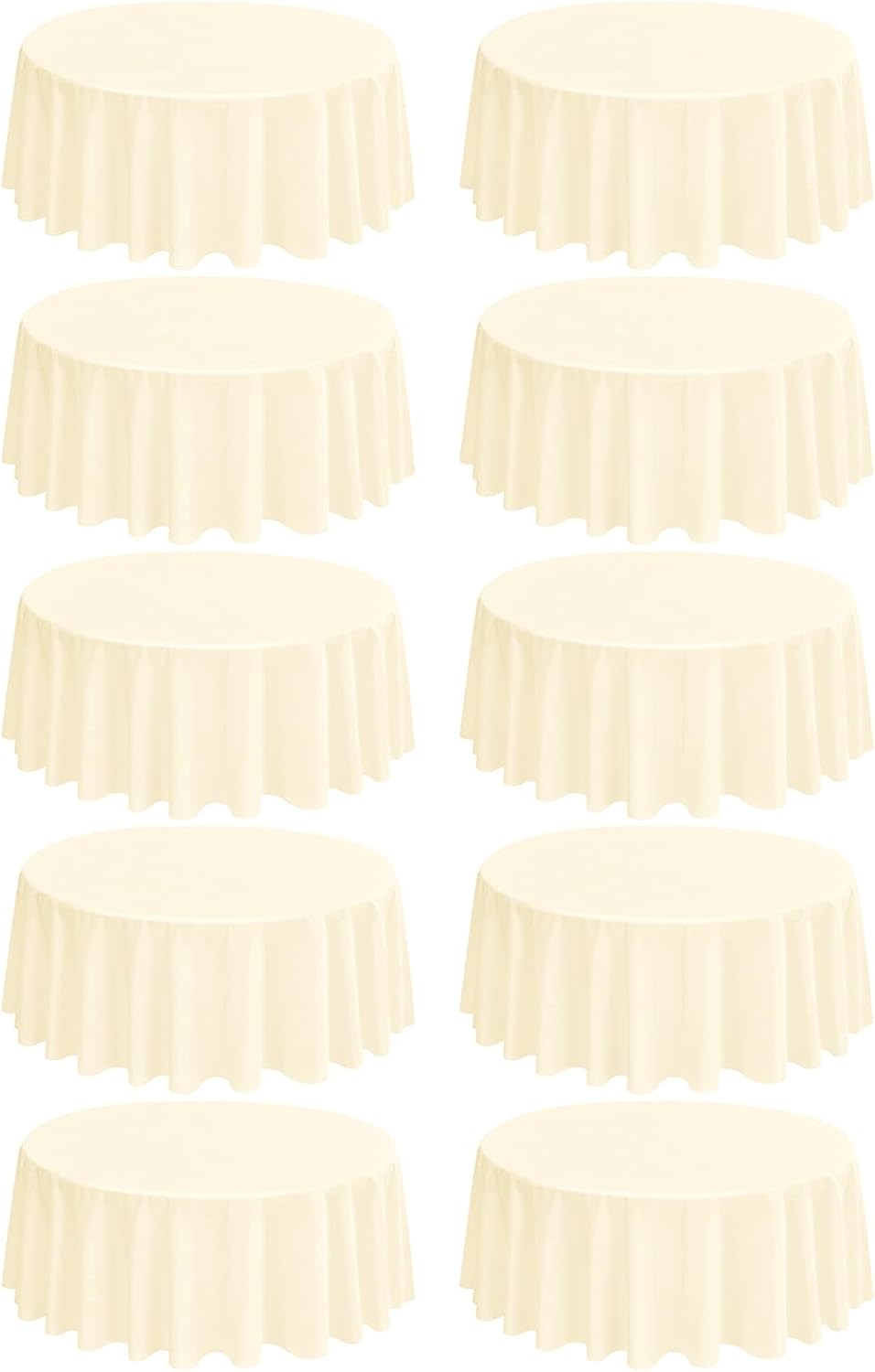 10 Pack Round Tablecloths - 108 Inch, Beige Polyester Table Cover for Round Tables, Stain and Wrinkle Resistant Washable Fabric Table Cloth, Polyester Tablecloth for Wedding Banquet Partie