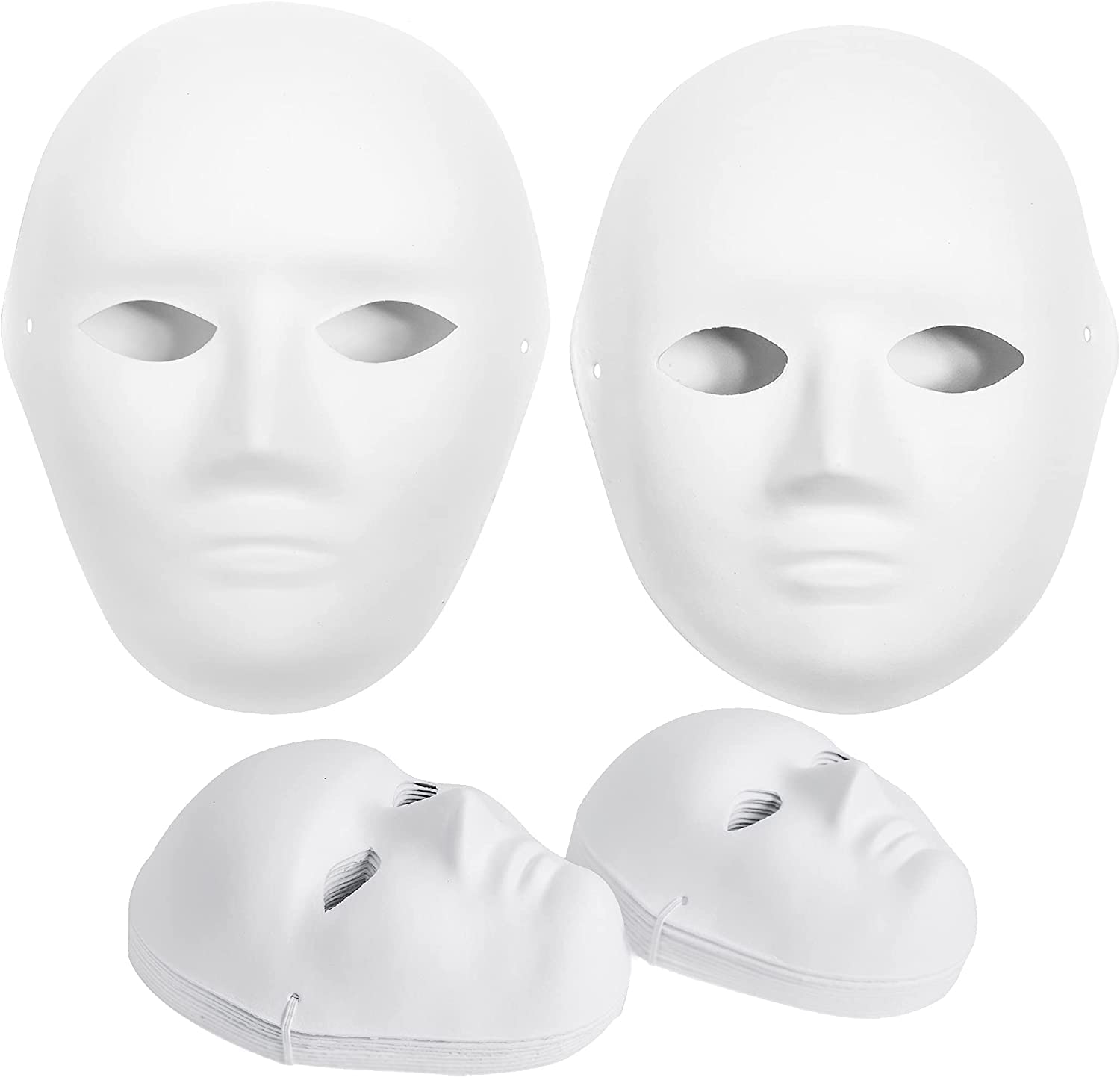 CALPALMY 30 Pack Paper Mache Masks - 2 Sizes for Artistic Projects, Theater, Halloween, Masquerade