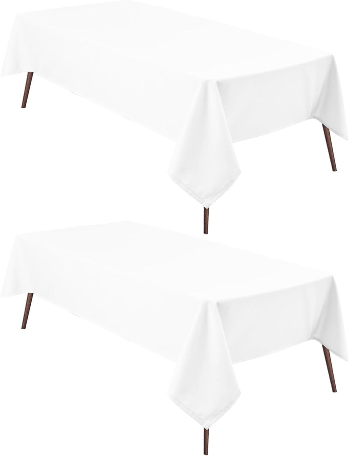 Hiasan 2 Pieces White Rectangle Tablecloth - Waterproof and Spillproof Restaurant Washable Polyester Table Cloth for Dining Room, 70 x 90 Inch