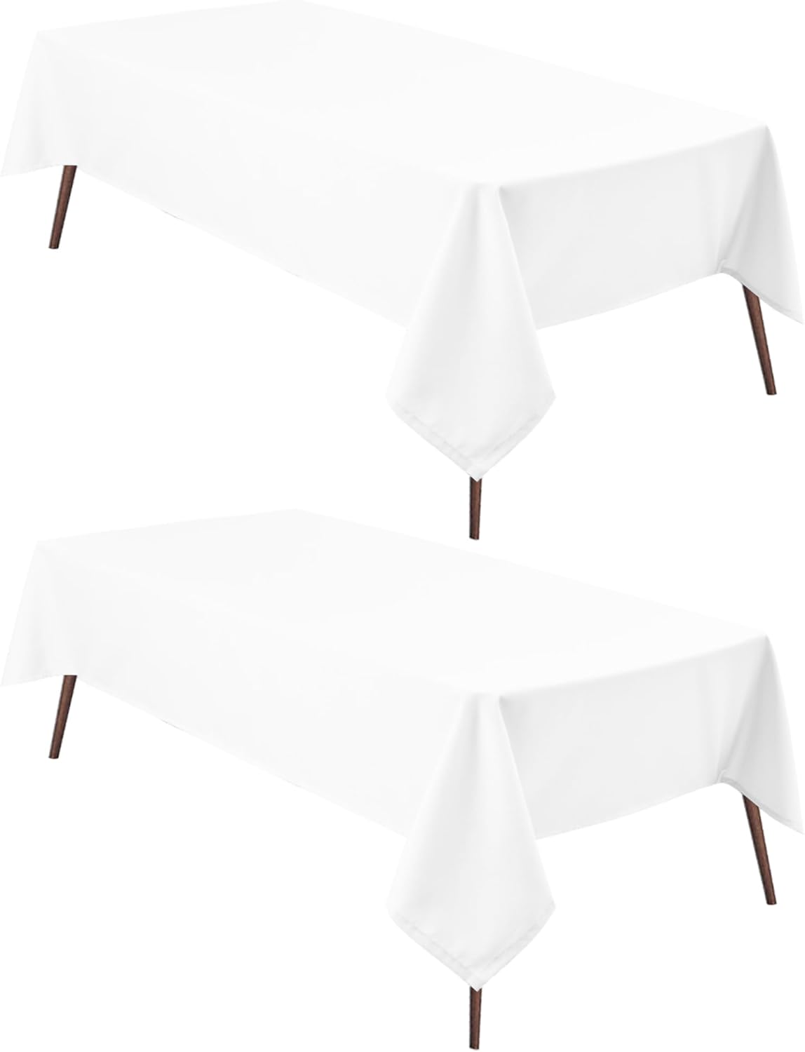 Hiasan 2 Pieces White Square Tablecloth - Waterproof and Spillproof Restaurant Washable Polyester Table Cloth for Dining Room, 54 x 54 Inch
