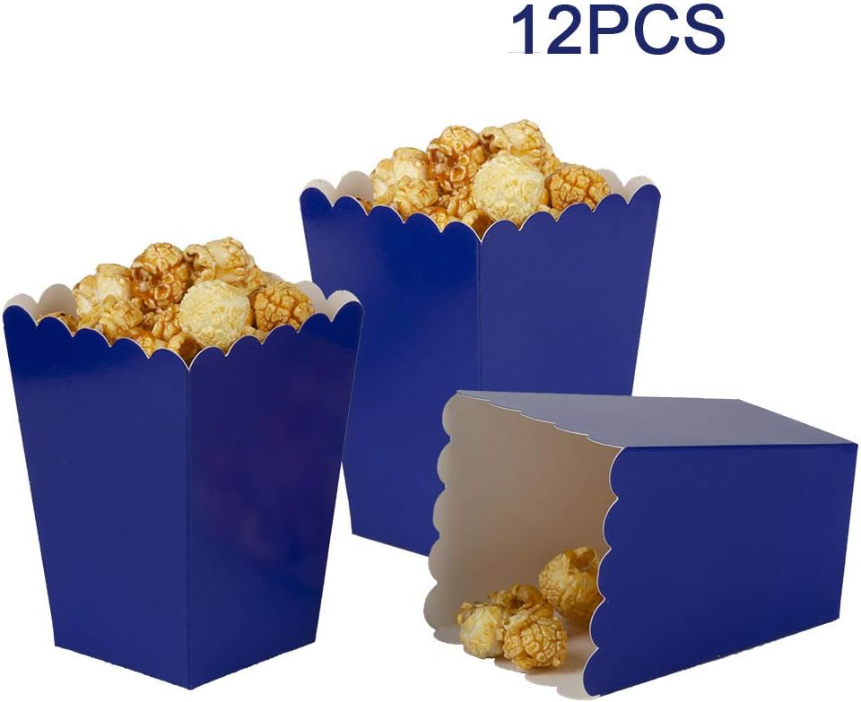 AimtoHome Navy Blue Popcorn Boxes Mini Pack of 12, Paper Popcorn Container for Birthday Party, Graduation, Wedding, Carnival, Movie Night