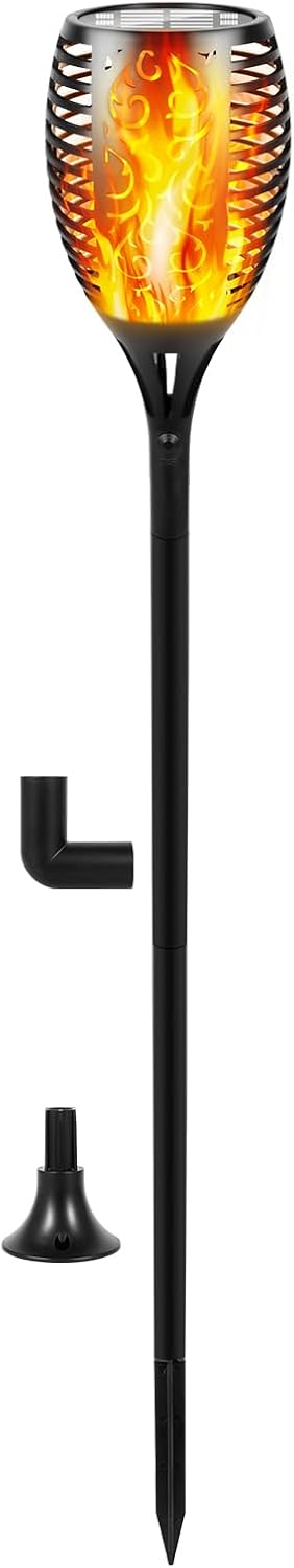 I-SHUNFA 96 LED Outdoor Waterproof Solar Torch Lights with 3 Modes—Flickering Flame, Fade Effect, or Full Brightness! Automatic On/Off Landscape Decorations and Security Lights