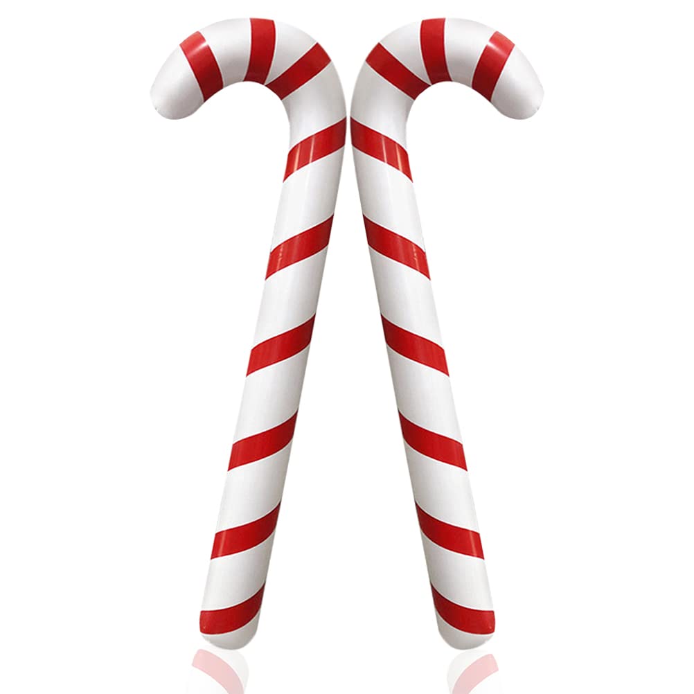 2pcs Inflatable Candy Canes Balloons for Christmas Candy Cane Decorations - Large Pool Floats