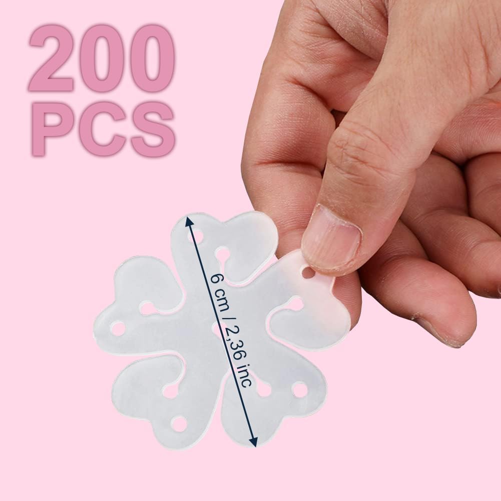 ROYALHOUSE Flower Balloon Clips Flower Shape Balloon Clips Holder 5 Balloon Clip for Party, Wedding, Baby Shower Decorations Reusable Connectors (Clear, Pack of 200)