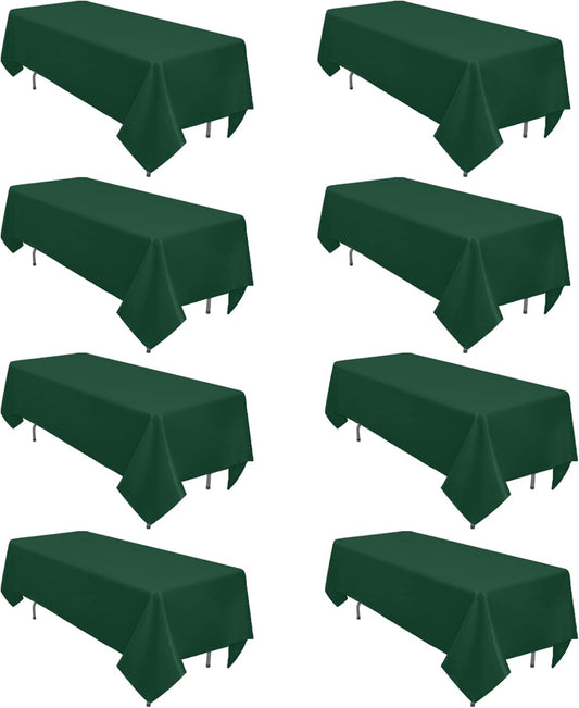 8 Pack Dark Green Tablecloth 60 x 102 Inch Rectangular Tablecloths for 6 Foot Rectangle Tables, Wrinkle Resistant Hunter Green Table Cloth Washable Polyester Fabric for Buffet Wedding Party Banquet