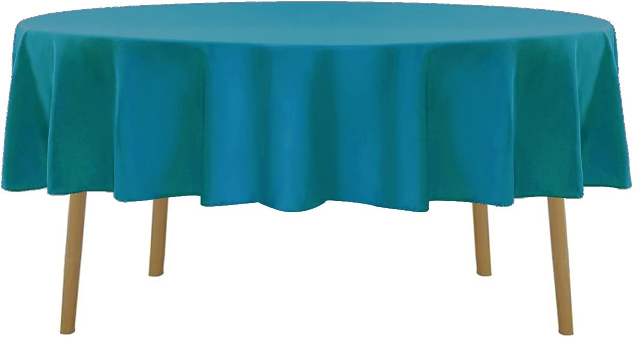 90 inch Round Tablecloth Washable Polyester Table Cloth Decorative Table Cover for Wedding Party Dining Banquet（90 inch, Caribbean Blue）