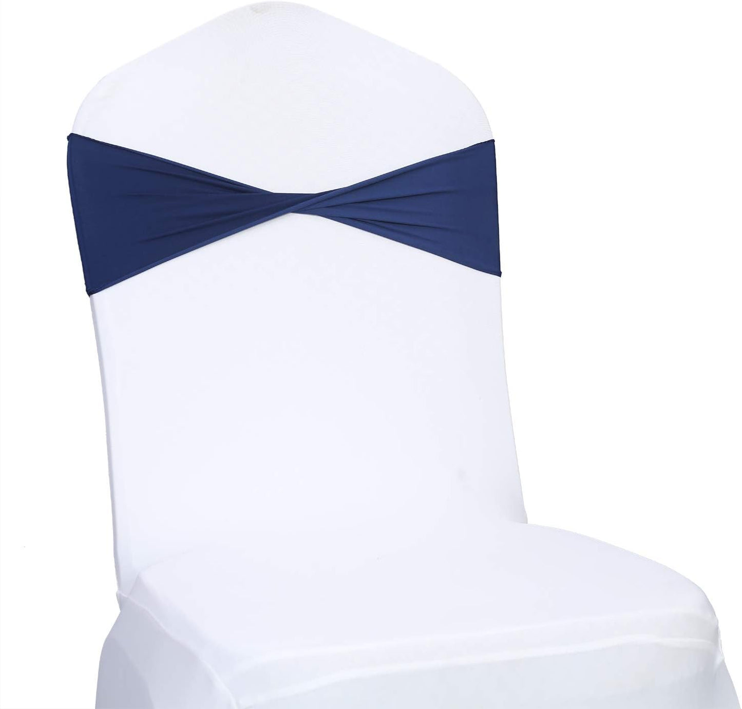 VDS Pack of 100 PCS | Navy Blue | Spandex Chair Sashes Bows Without Buckle | Stretch Elastic Banquet Universal Folding Chair Band Tie with for Wedding Party Conference Celebration Event Decoration