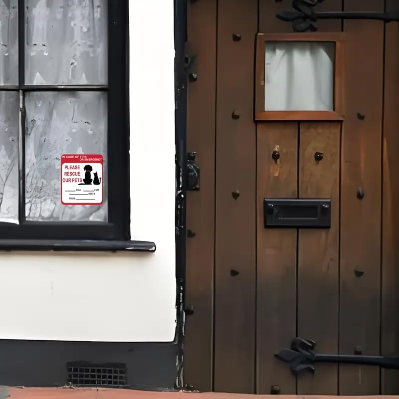 in Case of Fire or Emergency Please Rescue Our Pets Stickers – Pet Alert Safety Stickers, 5x4 inch Pet Fire Rescue Signs for Car and Home Windows 6PCS