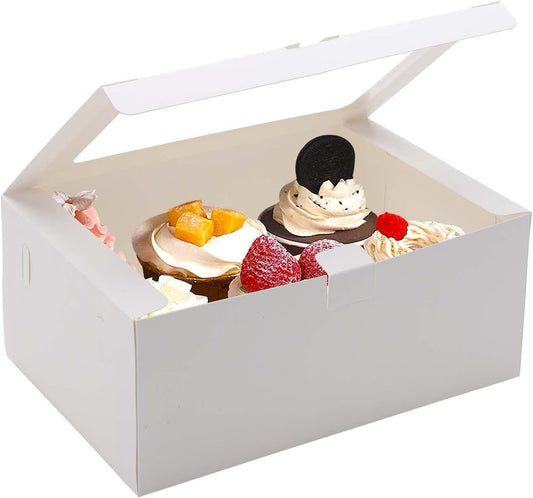 10-Set Cupcake Boxes with Inserts and Window Hold 6 Cupcakes,Cupcake Containers Bakery Cake Box,Pastry Carrier For Donut Cookie Treat Muffin Chocolate Bombs,9.4x6.3x3.9 In
