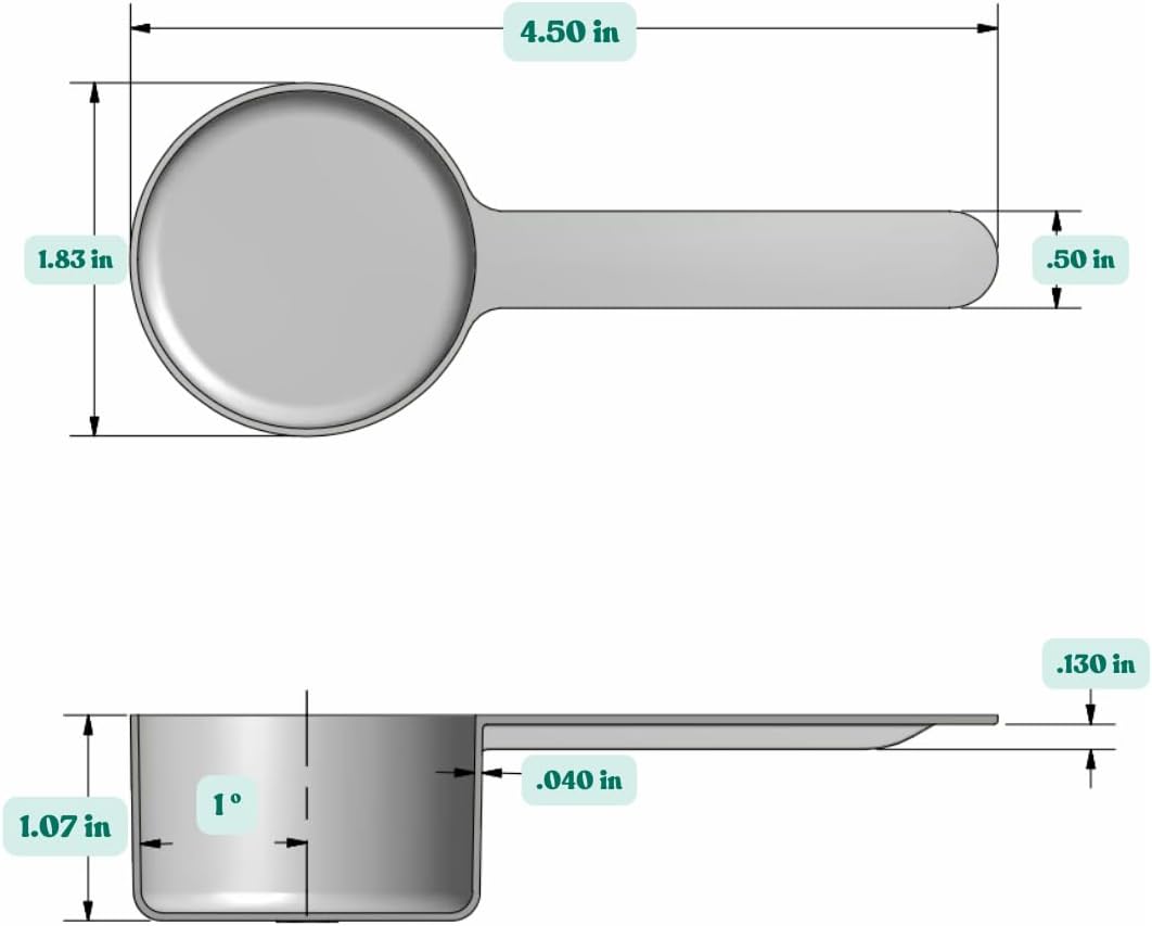 39 mL (8 Teaspoon | 1.32 Oz. | 2.63 Tablespoon) Long Handle Scoop for Measuring Coffee, Pet Food, Grains, Protein, Spices and Other Dry Goods (Pack of 5)