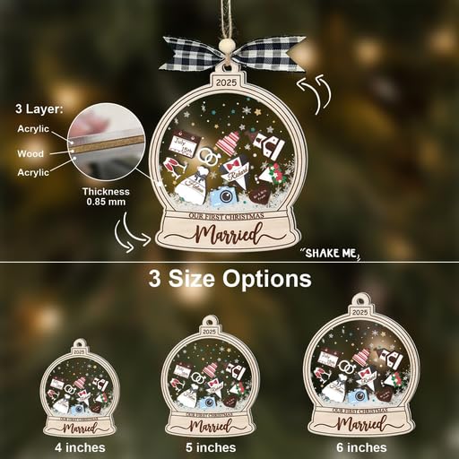 Personalized Wedding Shake Ornament, Custom Bride and Groom Christmas Ornament with Names, First Christmas Keepsake Decoration, Newlywed Engagement Gift, Bridal Shower Ornament for Couples
