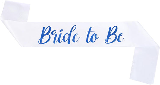Bride to Be Sash Blue, Bride Sash Bachelorette Party Bridal Shower Sashes Bachelor Decorations Just Married Gift Engaged Decor Accessories,White Blue