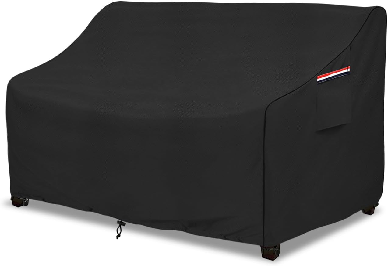 okcool Heavy Duty Patio Sofa Cover, 100% Waterproof 3-Seater Outdoor Sofa Cover Fits up to 85W x 38D x 35H Inches, Lawn Patio Furniture Covers,Black