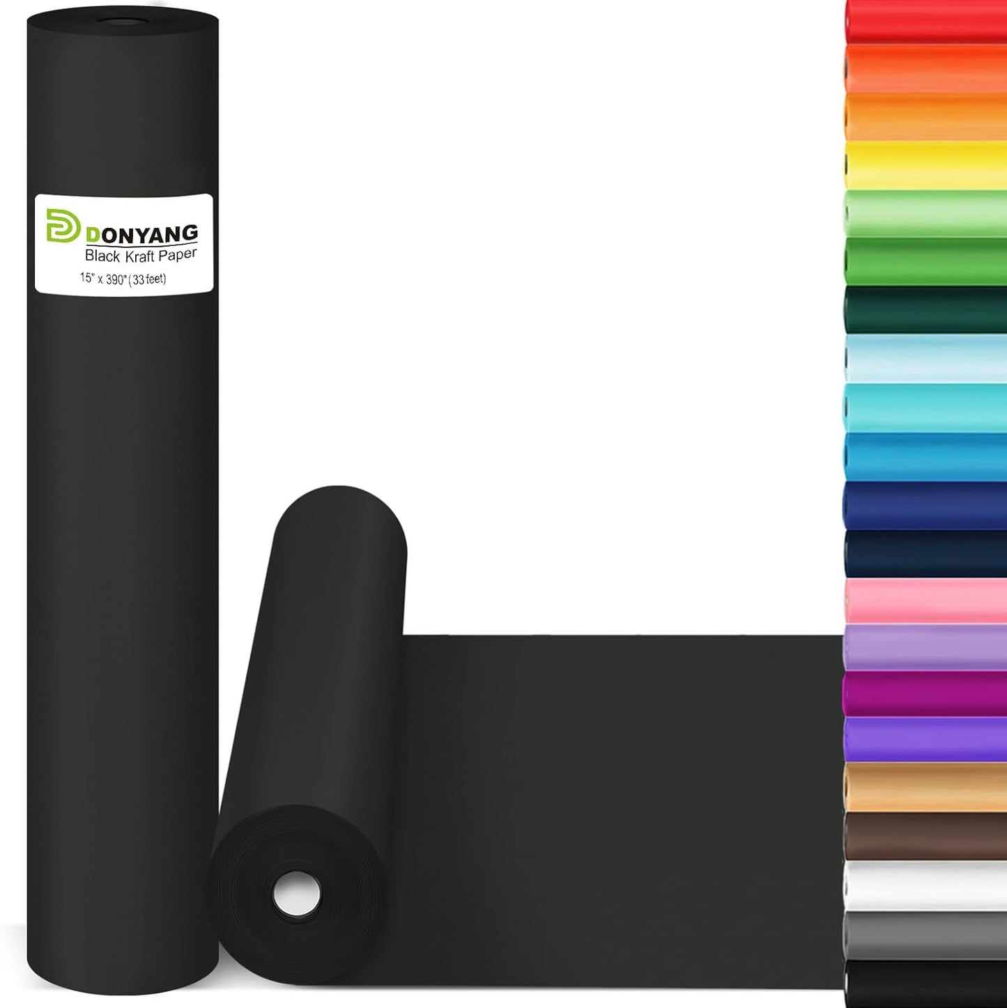 Black Wrapping Paper 15"x390", Wrapping Paper Kraft Paper Roll for Poster Bulletin Board, Art Paper, Poster Easel Drawing Decorative Paper Roll for Birthday, Father?™s Day, Birthday, Bouquet Flower