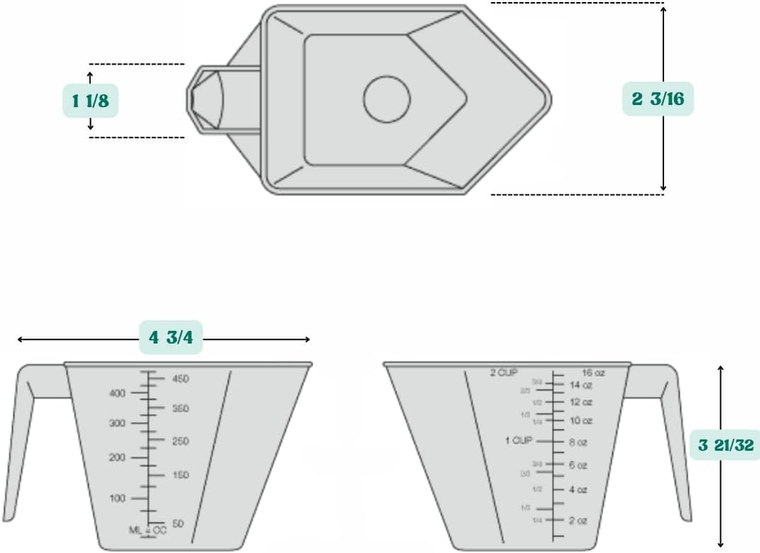 2 Cup LONG Handle (1 Pint | 16 Oz. | 500 mL) Scoop for Measuring Coffee, Pet Food, Grains, Protein, Spices and Other Dry Goods (Pack of 25)
