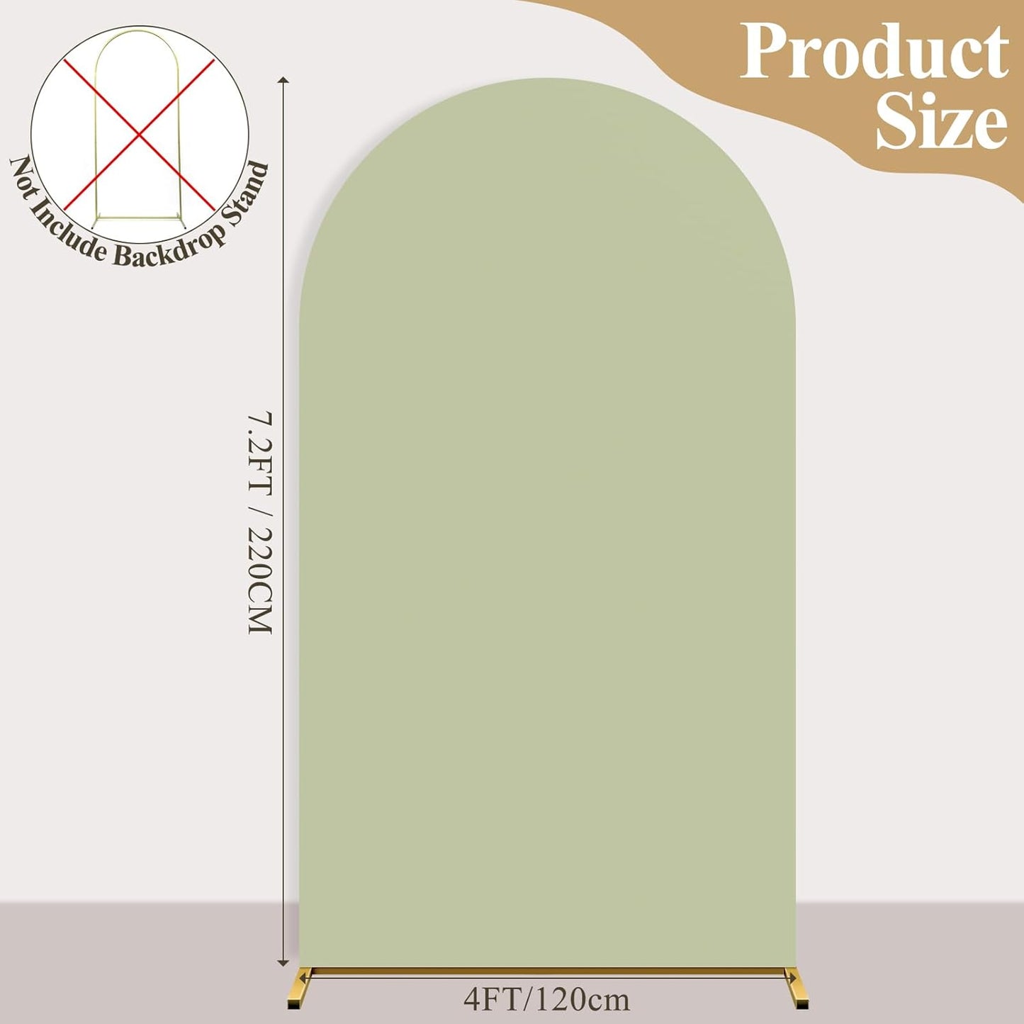 Ledido Wedding Arch Backdrop Cover 7.2FT Arch Covers Fitted Stretchy Spandex Round Top Stand Backdrop Cover for Wedding Banquet Ceremony Birthday Party Baby Shower Event Decoration,Green