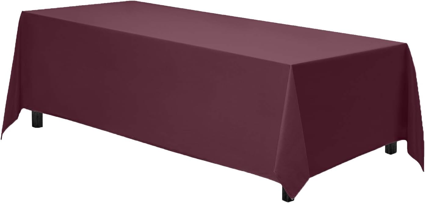 Gee Di Moda Rectangle Tablecloth - 70 x 120 Inch Burgundy Table Cloth for 6 or 8 Foot Rectangle Table - Heavy Duty Washable Fabric - for Buffet Table, Holiday Party, Dinner, Wedding & Baby Shower