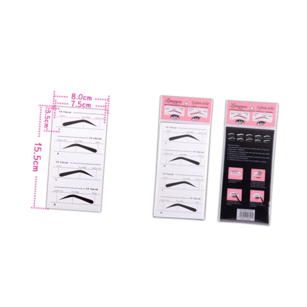 Eyebrow Card Stencils Kit - 10 Adhesive Eyebrow Templates for Precise Shaping Easy Tracing and Left/Right Indication Ideal for Makeup Application
