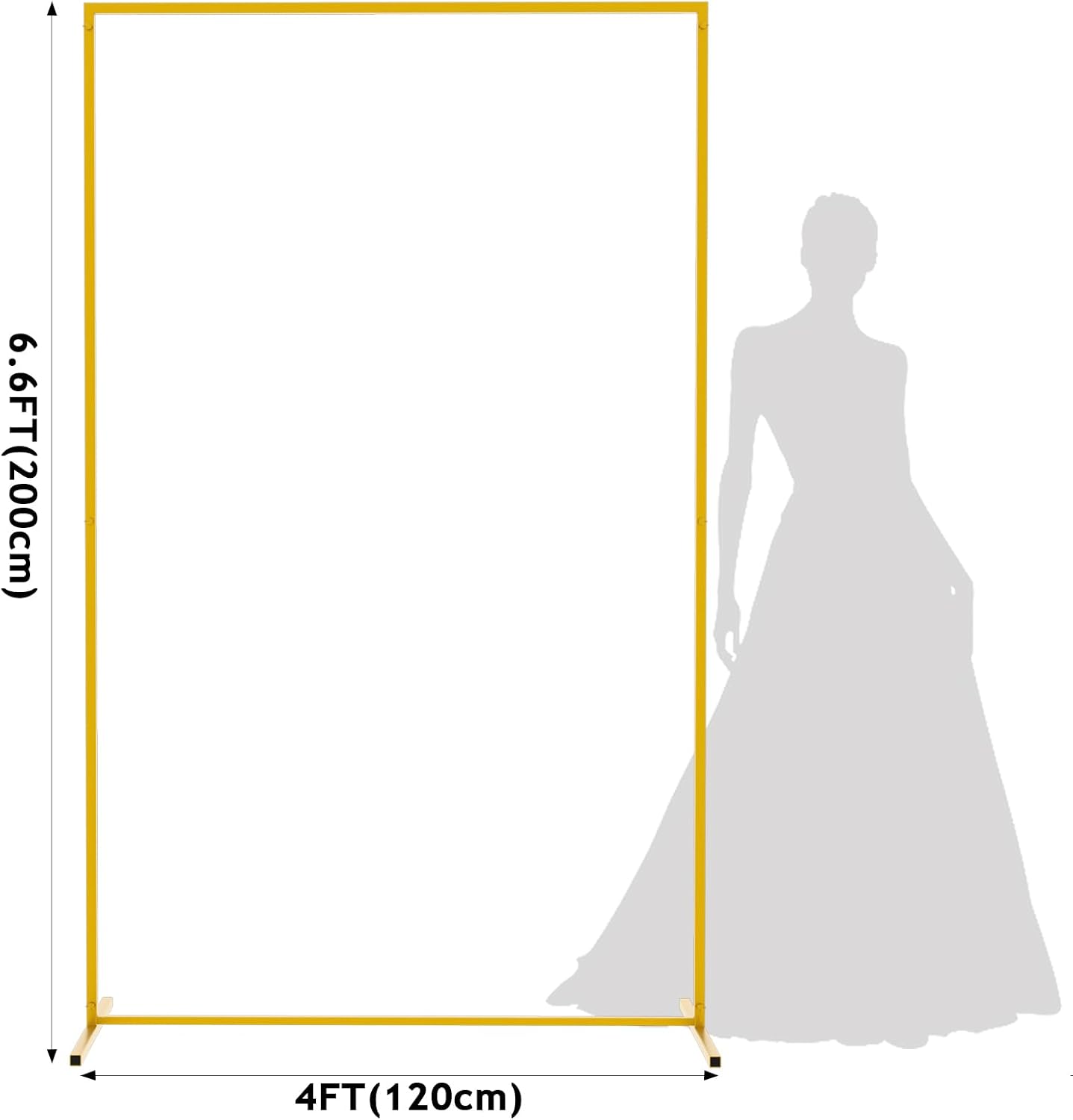 Asee'm 6.6FTx4FT Gold Wedding Arch Backdrop Stand Square Metal Rectangular Arch Frame for Ceremony Party Birthday Bridal Baby Shower Anniversary Arbor Balloon Decoration